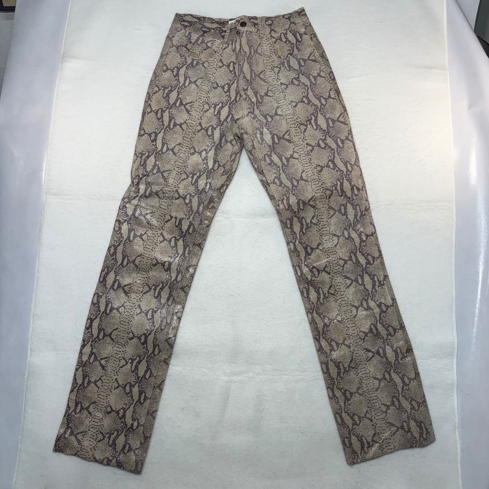 Vintage Hugo Buscati Collection Womens Snakeskin Print 100%Leather Pants Size 4